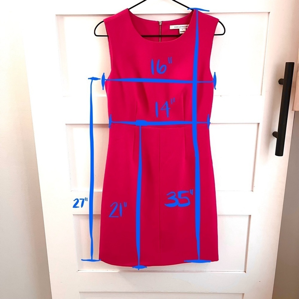 DIANE Von FURSTENBERG | GUC Pink Midi Dress Zip Back Sleeveless sz 2 **defects - Picture 12 of 12